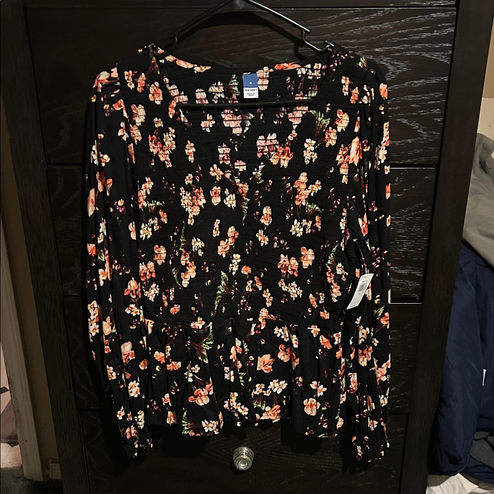 Old Navy Black Floral Blouse